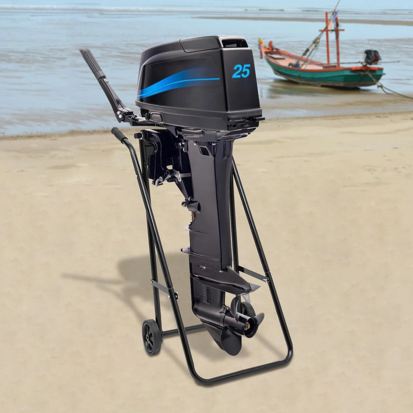 Vintoro Folding Steel Outboard Motor Cart Marine Stand Heavy Duty