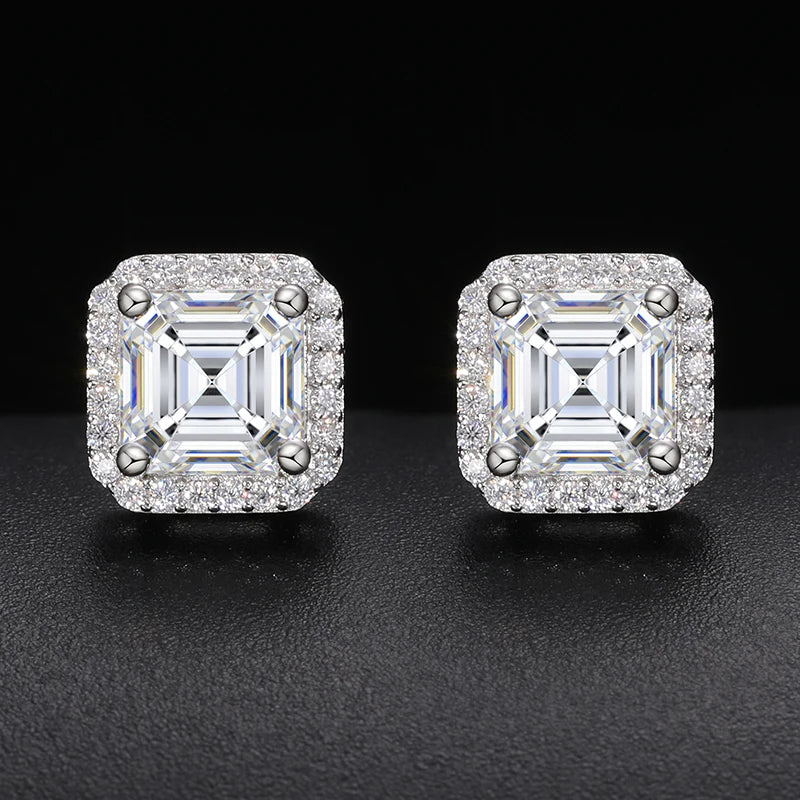 Iceoutbox Moissanite Square Stud Earrings 925 Sterling Silver
