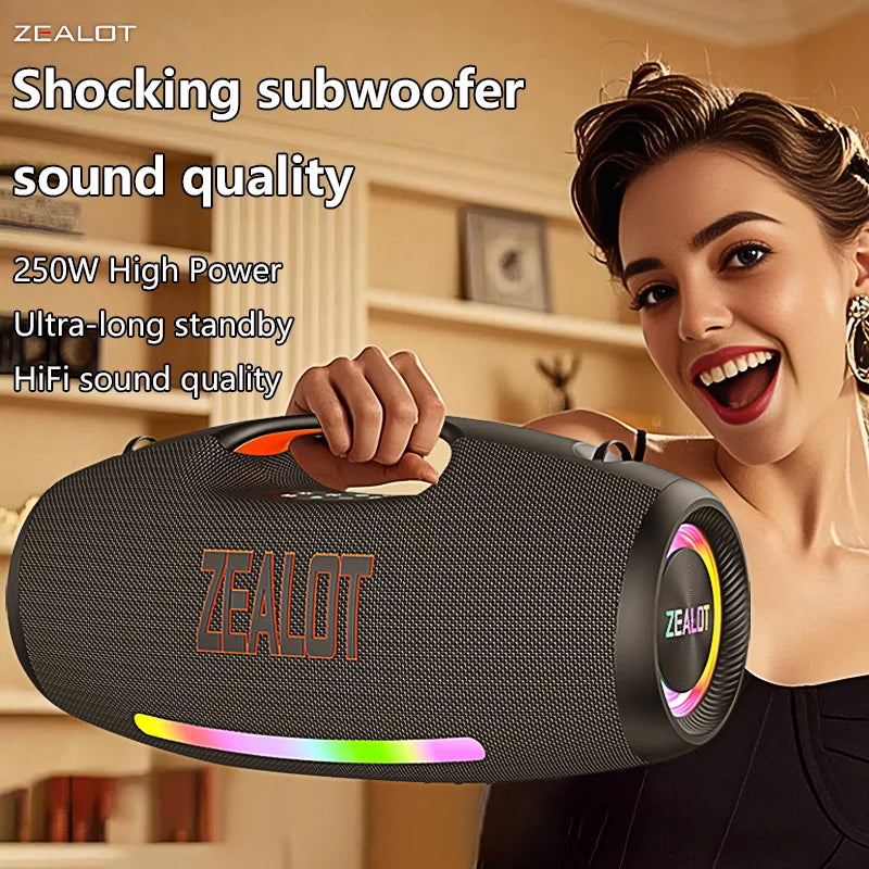 Zealot S89 250W Portable Bluetooth Speaker Waterproof 48000mAh RGB Light