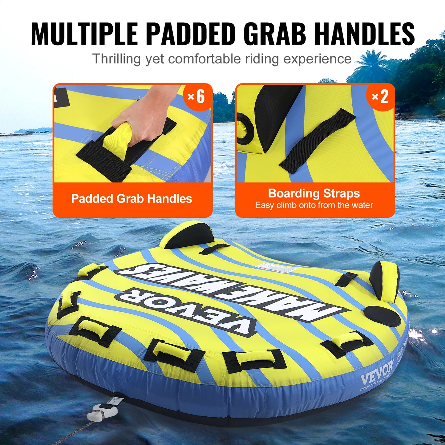 SucceBuy Towable Tube For Boating 3 Person Water Sports