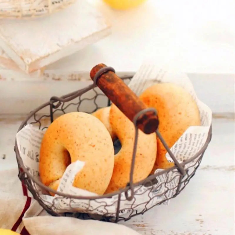 Egg Collecting Basket With Wooden Handle Farmhouse Decor