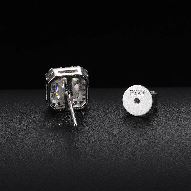 Iceoutbox Moissanite Square Stud Earrings 925 Sterling Silver