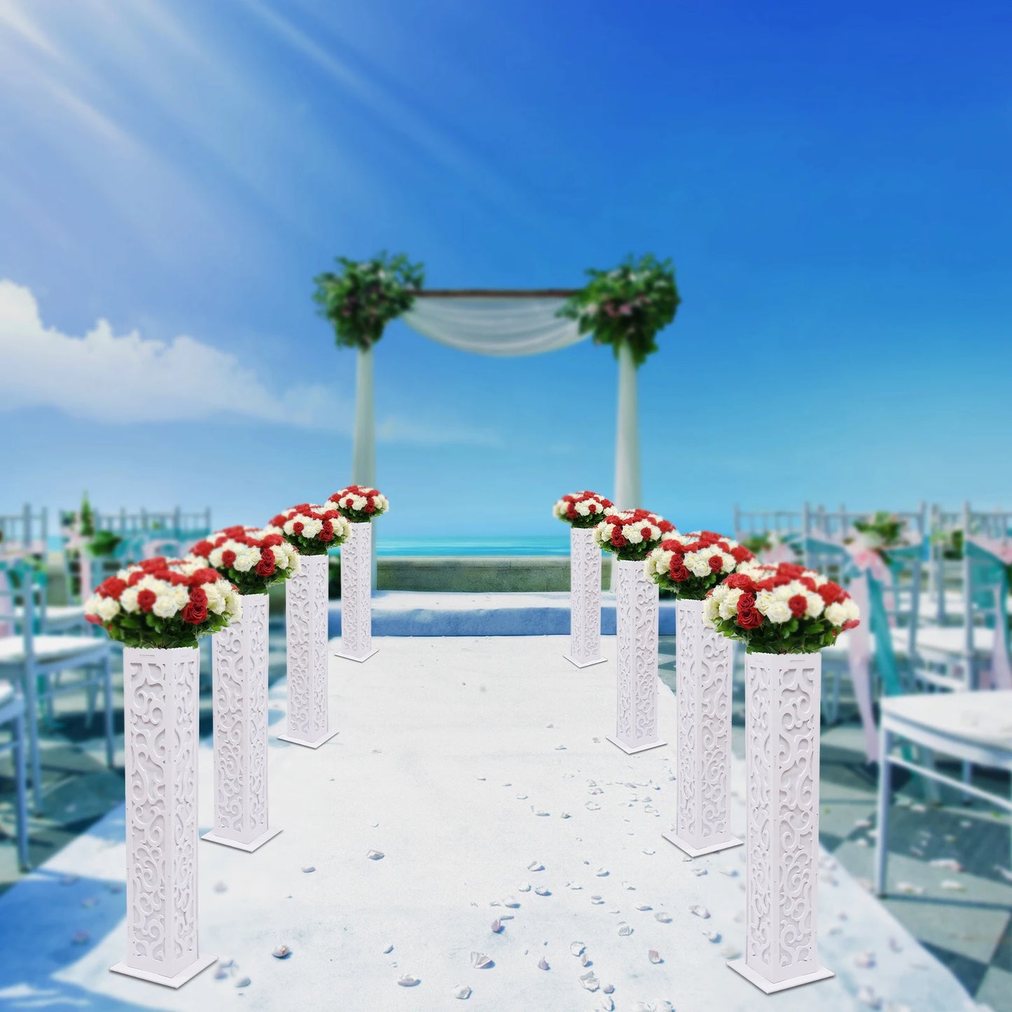 Guangdong PVC Flower Columns With LED Lights For Weddings