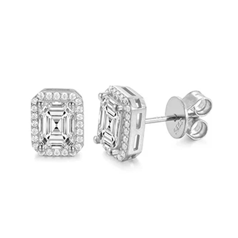Iceoutbox Moissanite Square Stud Earrings 925 Sterling Silver