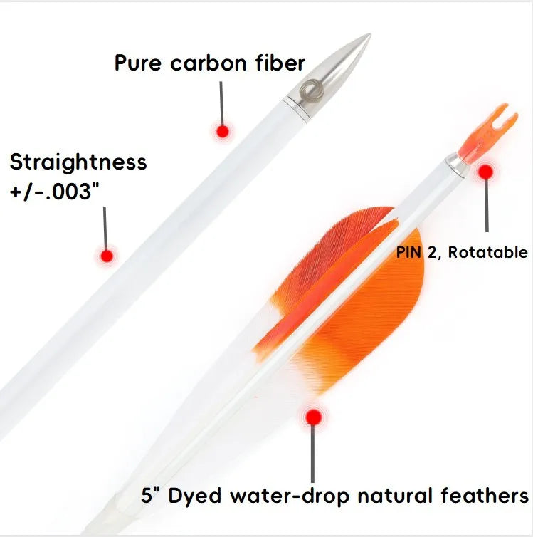 AMEYXGS Pure Carbon Arrows 500 Spine Target Shooting Archery