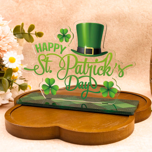 St Patrick's Day Table Decorations Set Shamrock Sign Leprechaun Hat