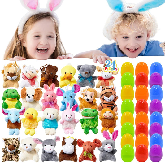 24 Pack Easter Plush Animal Eggs Gift Set For Kids
