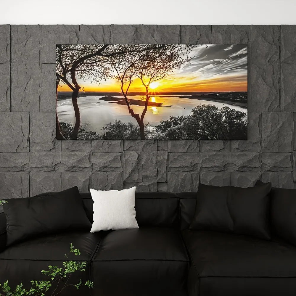 Hign-concerned Sunset Landscape Art Forest Scenery for Interior Decor