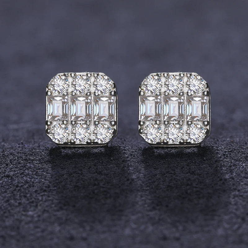 Iceoutbox Moissanite Square Stud Earrings 925 Sterling Silver