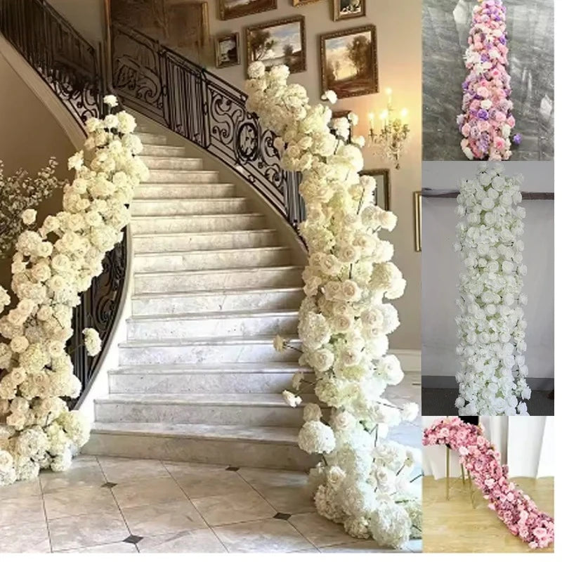 Artificial Rose Flower Runner For Tables Wedding Arch Backdrop Decor