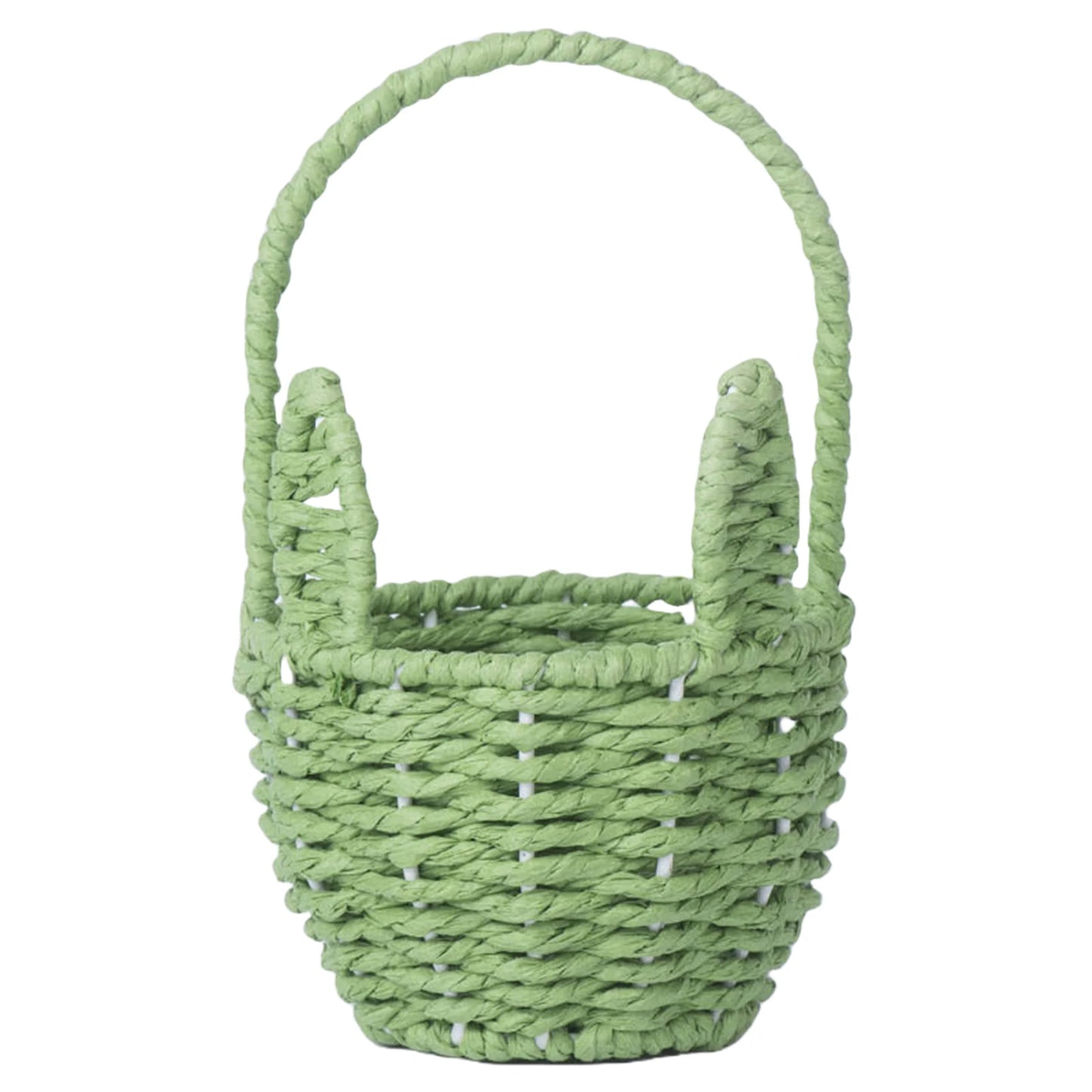 HOSPORT Easter Rabbit Ears Basket With Handle Paper Rope Flowers