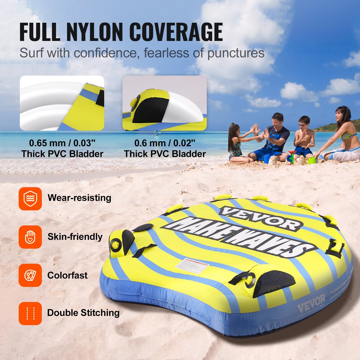 SucceBuy Towable Tube For Boating 3 Person Water Sports