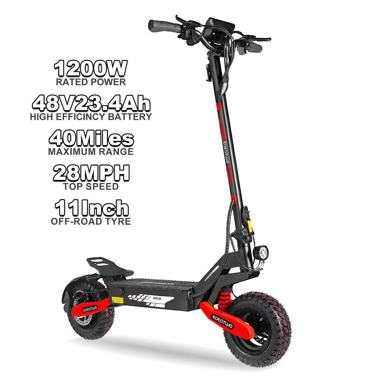 EOEOTWO GT06 Offroad Electric Scooter 1200W Dual Suspension 30MPH