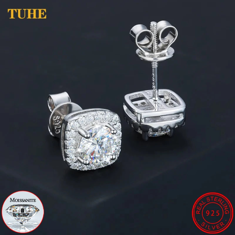TUHE Moissanite Diamond Stud Earrings Sterling Silver 925