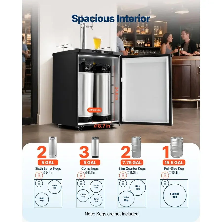 XMSJ Beer Kegerator Dual Tap Home Draft Dispenser for Ball Lock