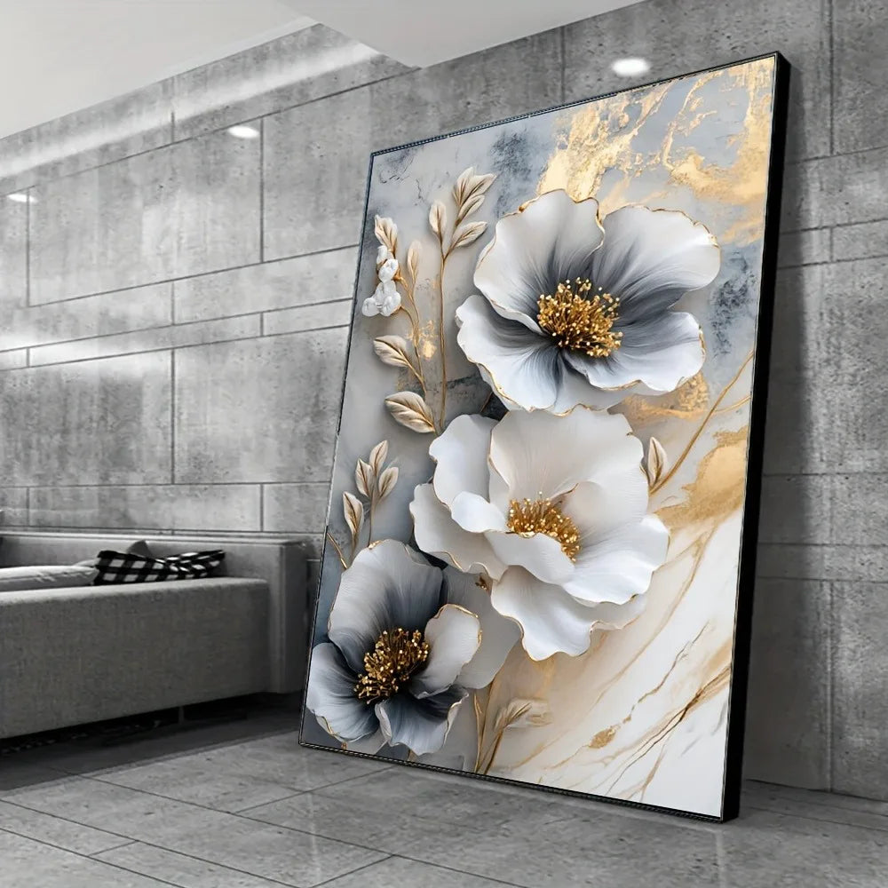 Hign-concerned Modern Luxury Floral Canvas Mural Framed Painting