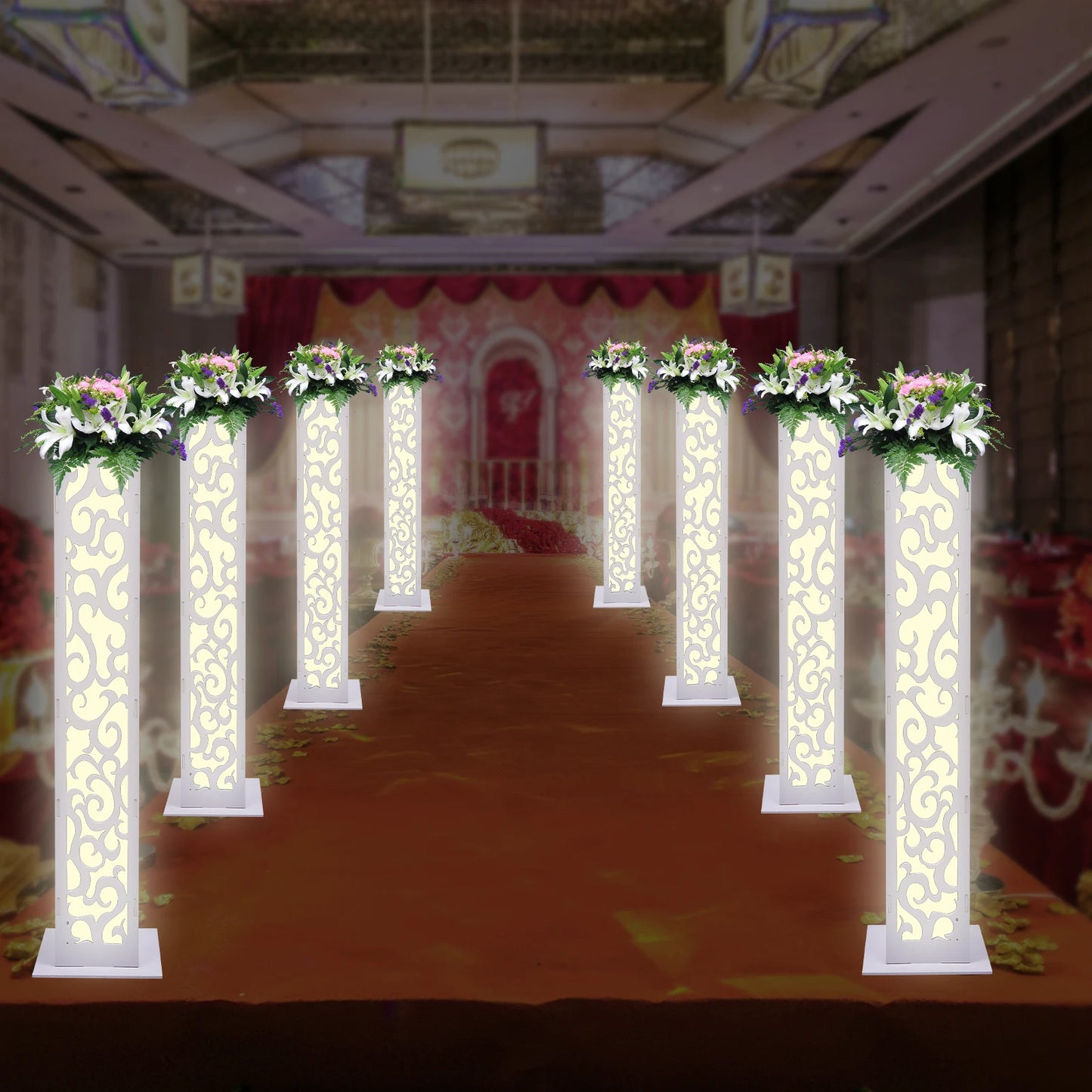 Guangdong PVC Flower Columns With LED Lights For Weddings