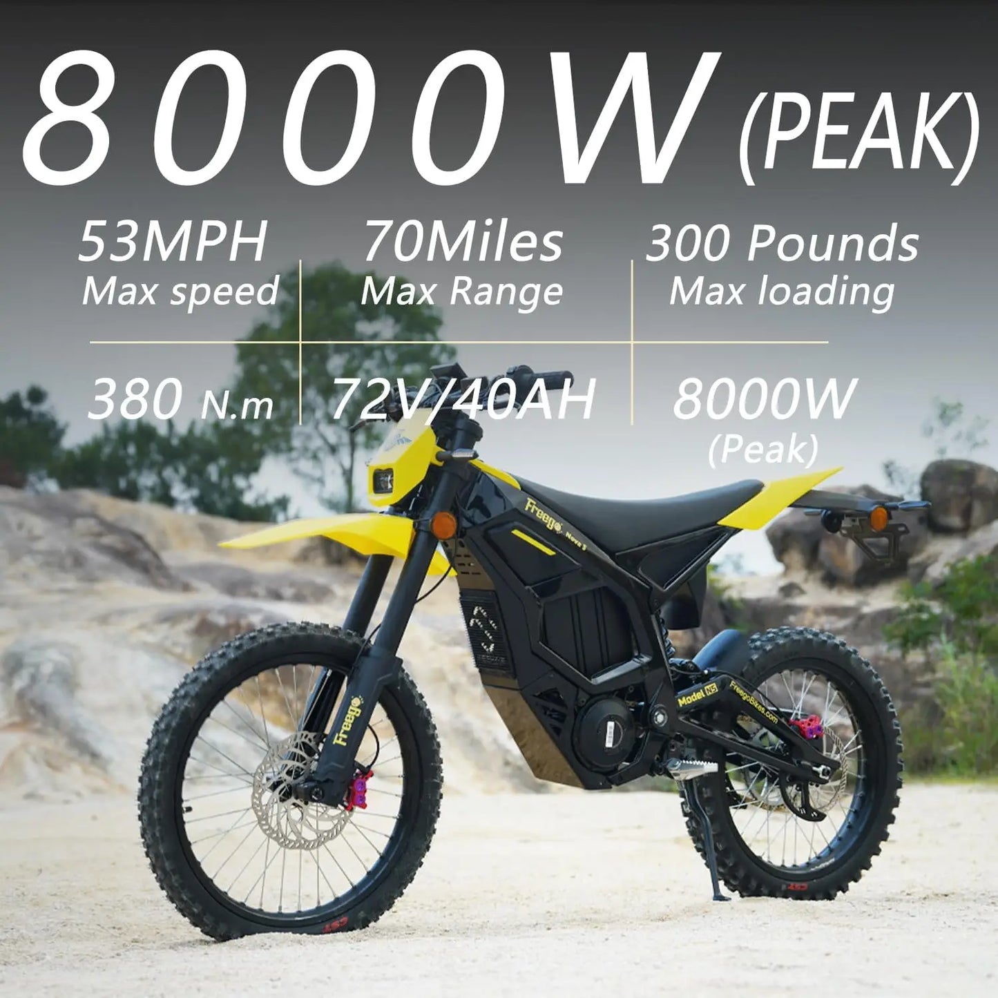 Freego 8000W Electric Dirt Bike Mid Drive Off Road