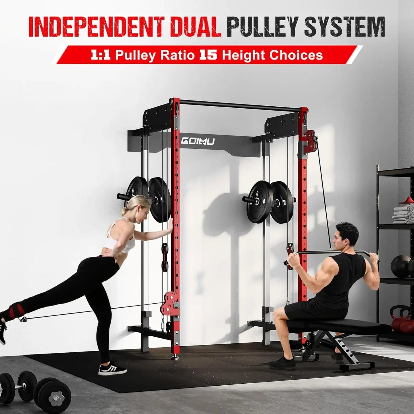WM3 V4 Folding Wall Mounted Squat Rack Dual Pulley System
