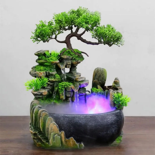 Tabletop Rockery Fountain With Waterfall For Desk Decor