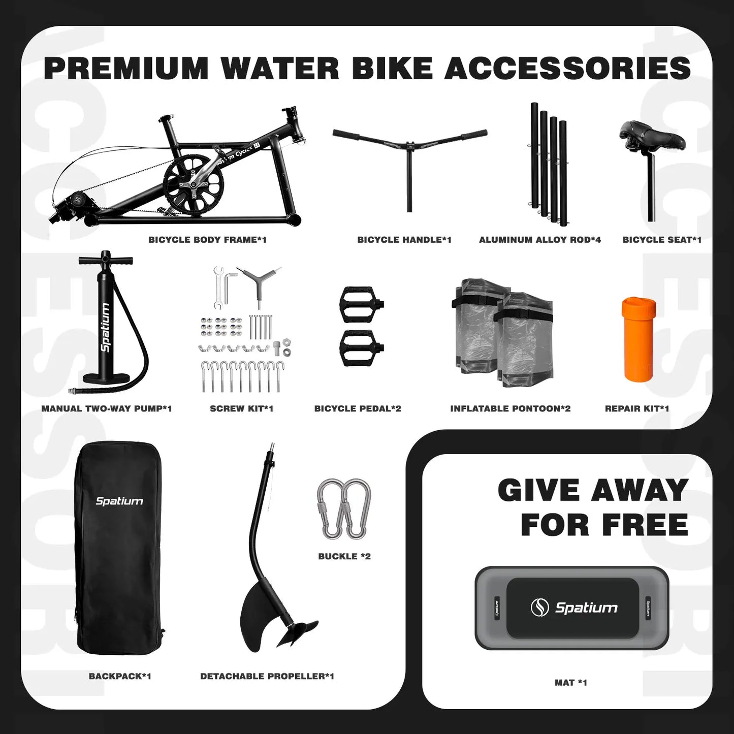 Spatium Water Bike 2.0 Inflatable Pedal Kayak for Lake