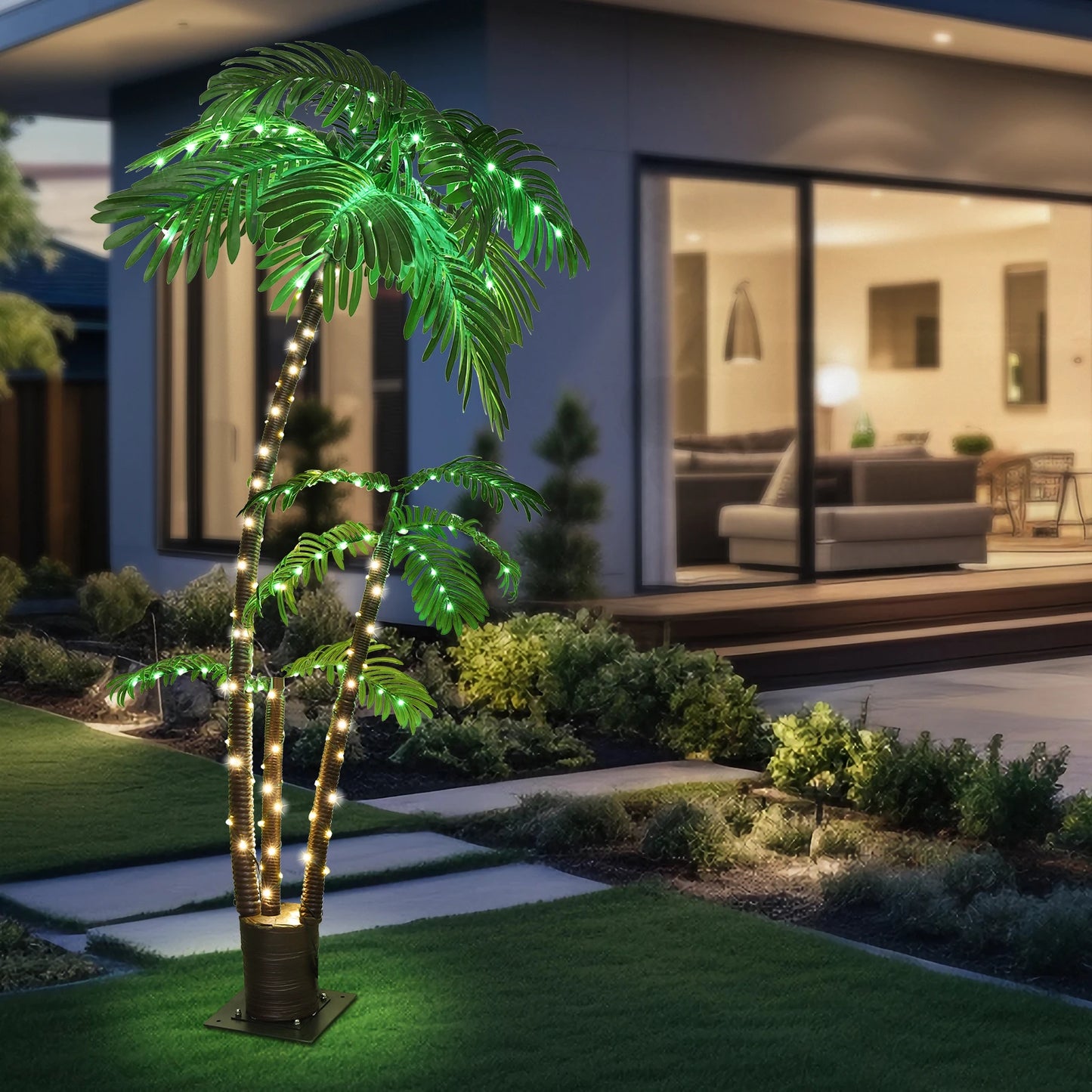 LED Lighted Artificial Palm Tree for Tiki Bar Decoration