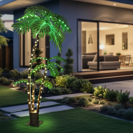 LED Lighted Artificial Palm Tree for Tiki Bar Decoration
