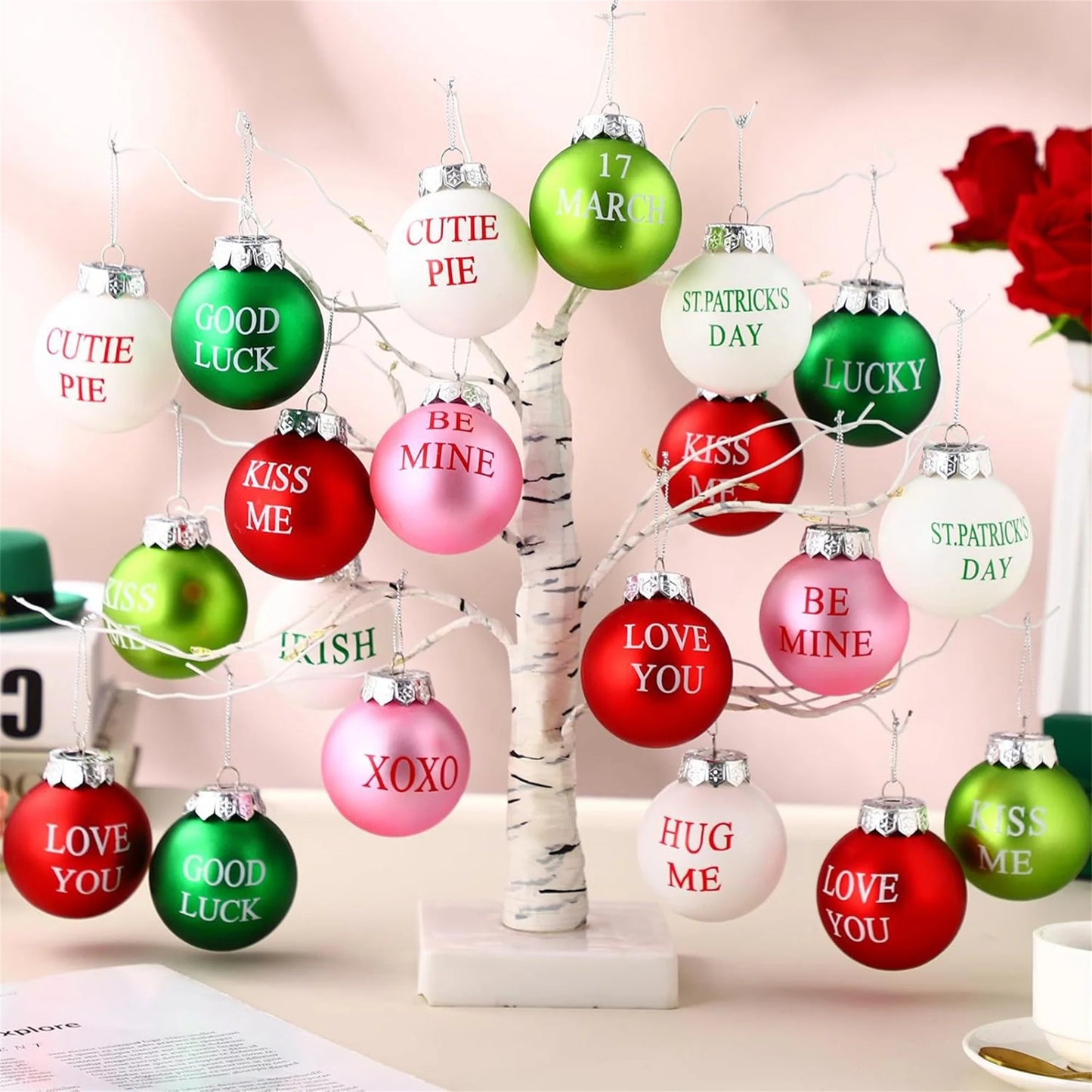 St Patrick Shamrock Hanging Decorations Set of 12 Clover Ornaments