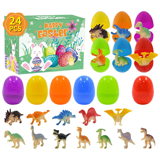 Prefilled Easter Eggs With Dinosaur Toys Easter Basket Fillers 24 Pieces