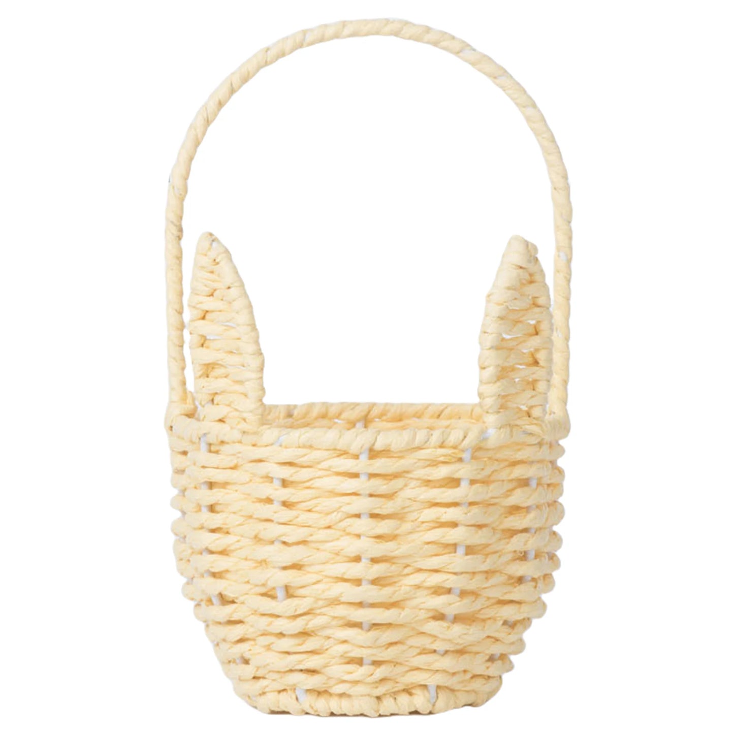 HOSPORT Easter Rabbit Ears Basket With Handle Paper Rope Flowers