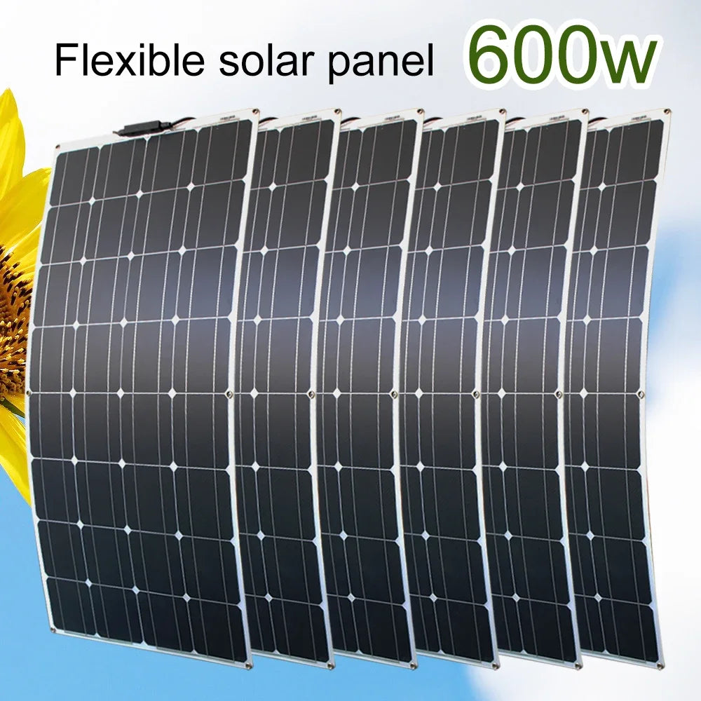 ASUNERGE 12V Flexible Waterproof Monocrystalline Solar Panel For RV