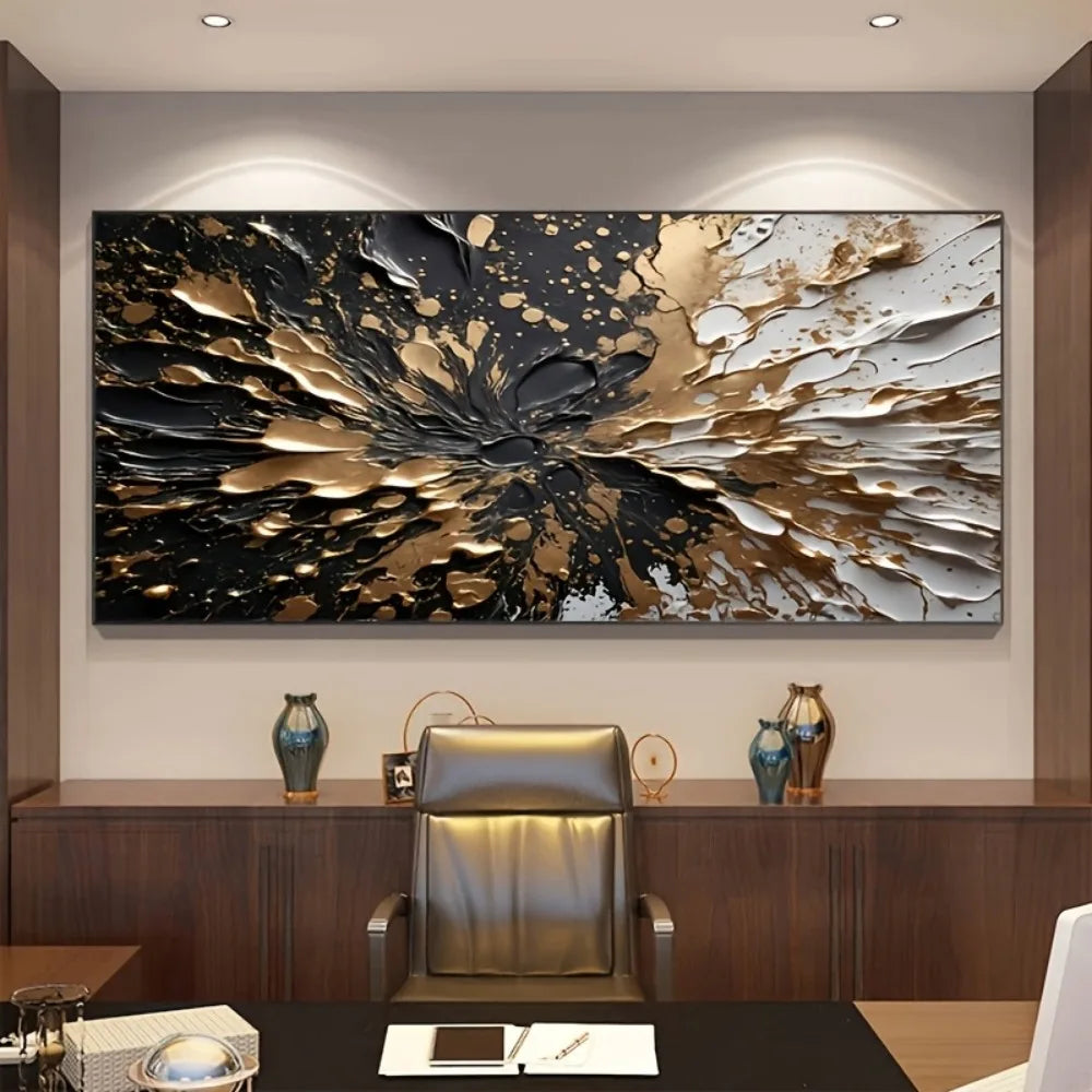 Hign-concerned Modern Abstract Ink Splash Wall Mural With Pine Frame