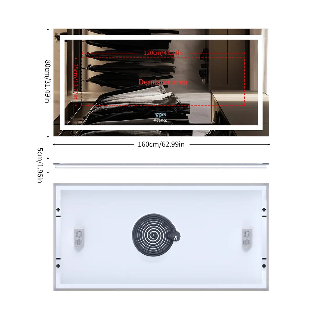 LUVODIC Illuminated Bluetooth Bathroom Mirror With Anti Fog LED And Speaker