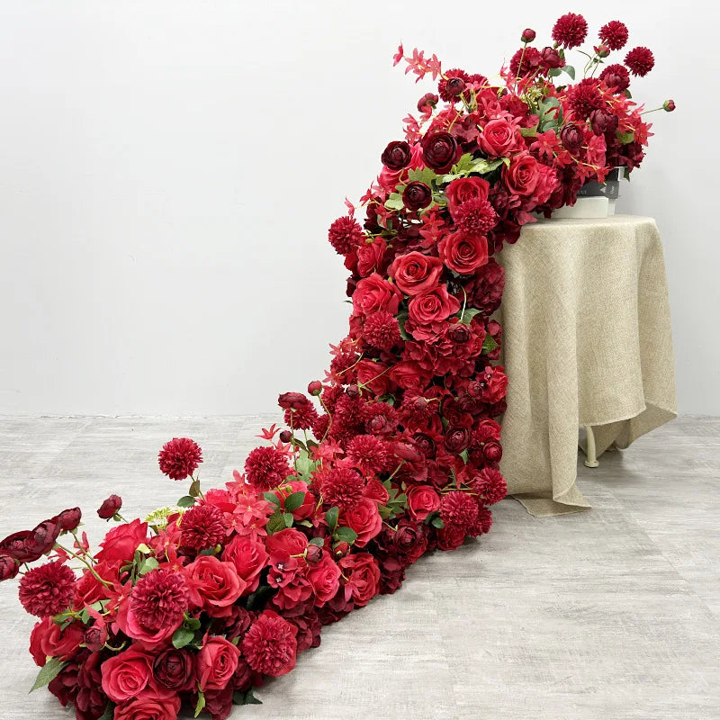 Artificial Rose Flower Runner For Tables Wedding Arch Backdrop Decor