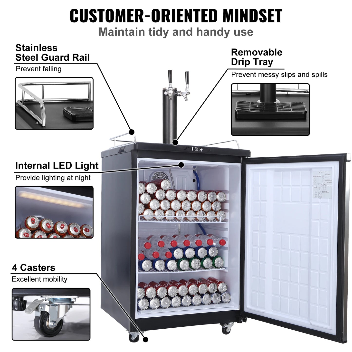 SucceBuy Electric Beer Kegerator Dual Tap For Commercial Use