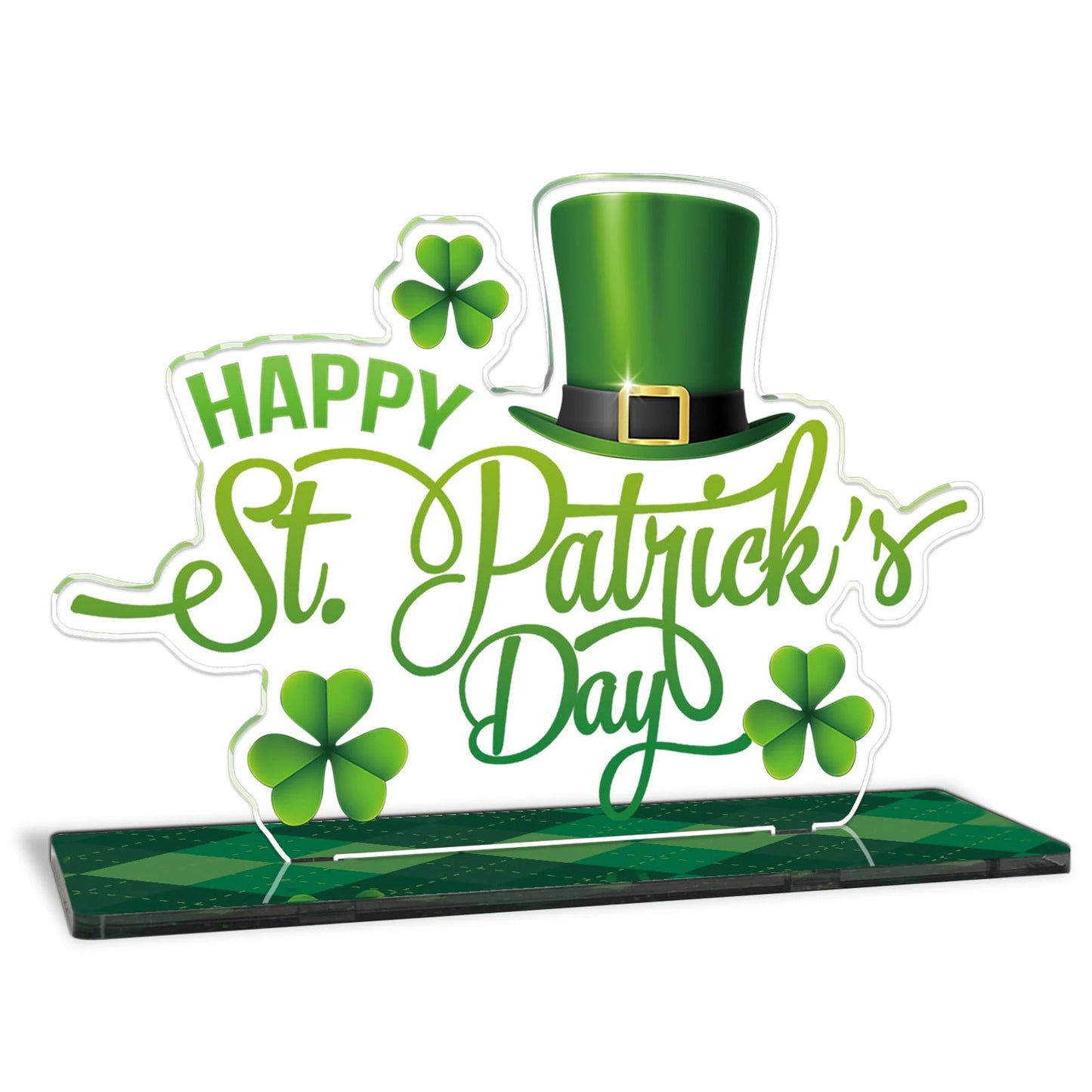 St Patrick's Day Table Decorations Set Shamrock Sign Leprechaun Hat