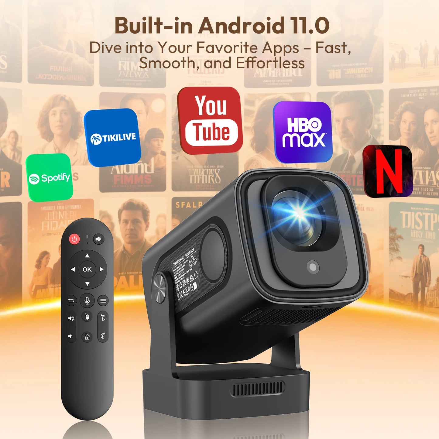 XGODY 4K Projector With Bluetooth WiFi Android Home Theater