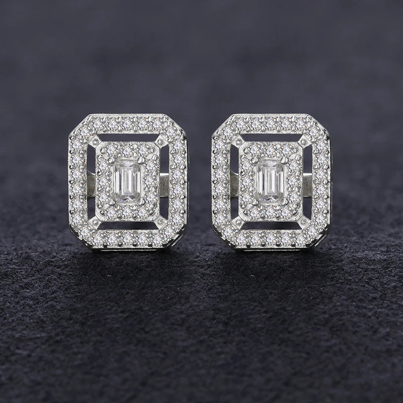 Iceoutbox Moissanite Square Stud Earrings 925 Sterling Silver
