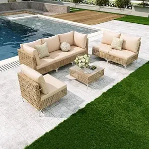 Outdoor 8 Piece Patio Furniture Set With Fire Pit Table