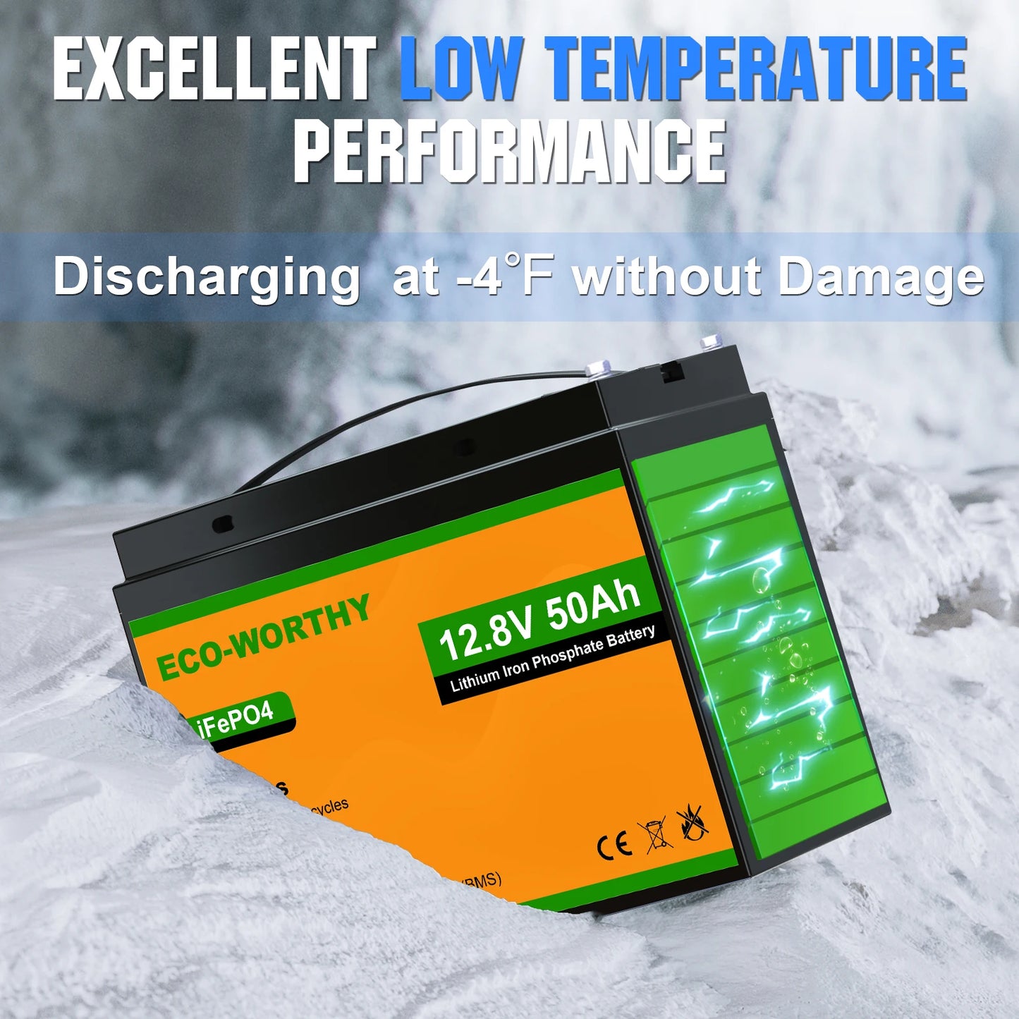ECO-WORTHY 12V 50Ah LiFePO4 Trolling Motor Battery With BMS