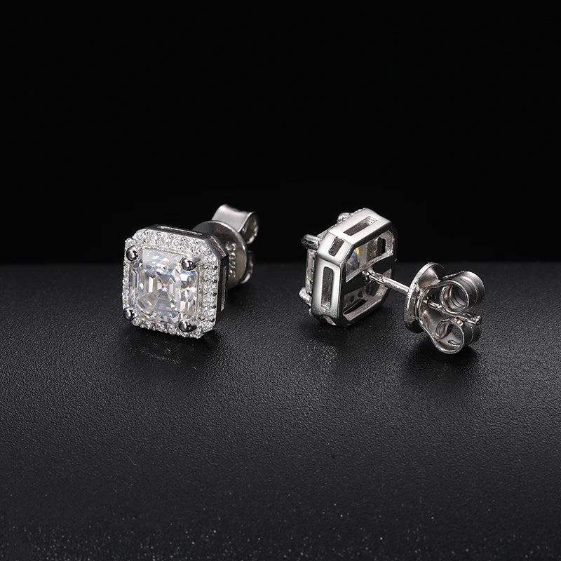 Iceoutbox Moissanite Square Stud Earrings 925 Sterling Silver