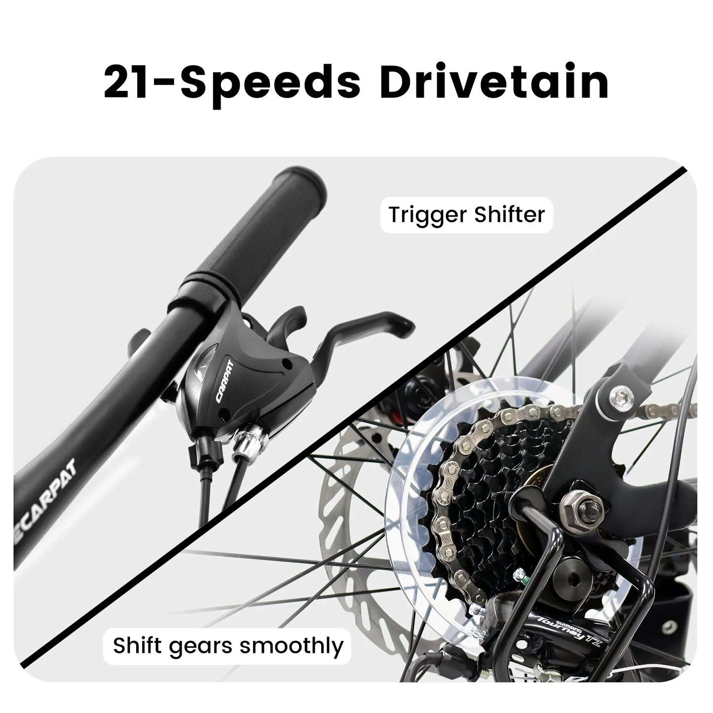 Ecarpat Dual Full Suspension Mountain Bike 21 Speed Disc Brakes