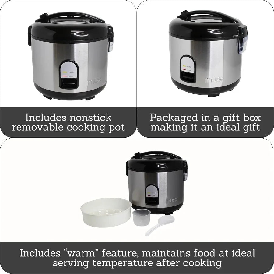 LISM Deluxe Stainless Steel Electric Rice Cooker With Steam Tray