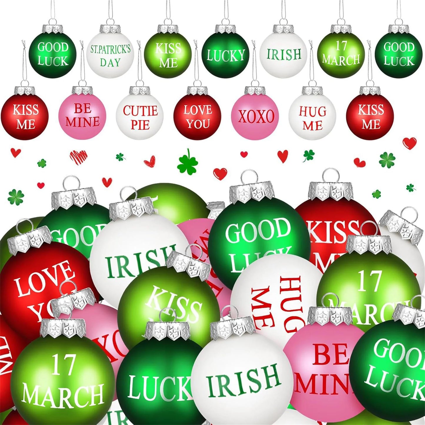 St Patrick Shamrock Hanging Decorations Set of 12 Clover Ornaments