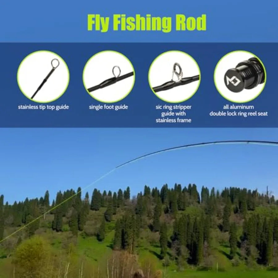 Fly Fishing Rod And Reel Combo Graphite Rod Cork Handle