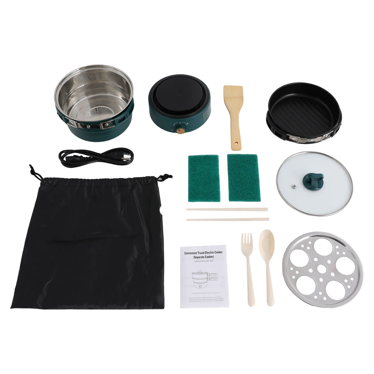 Bymaocar Electric Hot Pot With Steamer Portable Travel Cooker