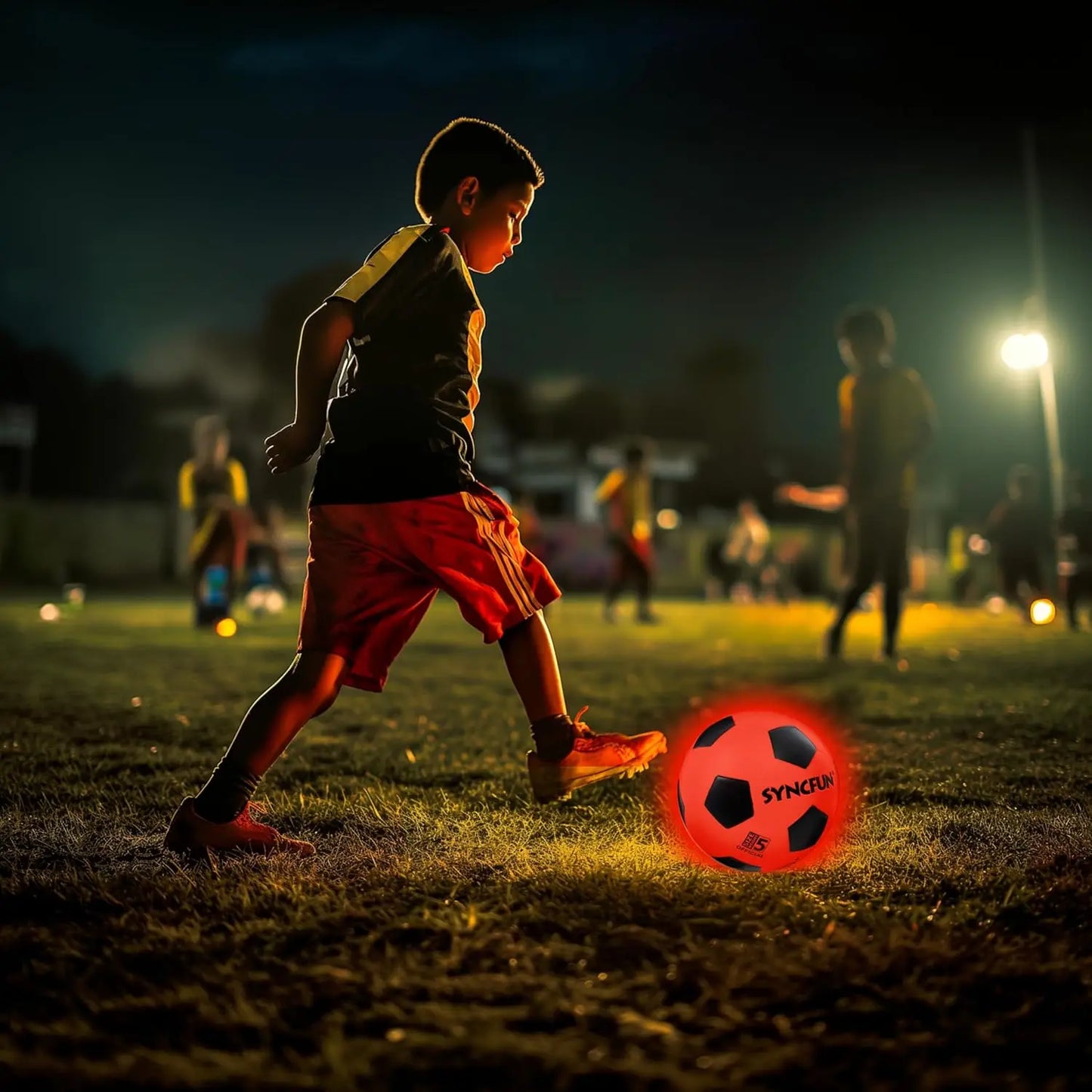 Joyfy Glow In The Dark Light Up Soccer Ball LED Night Sports Gift