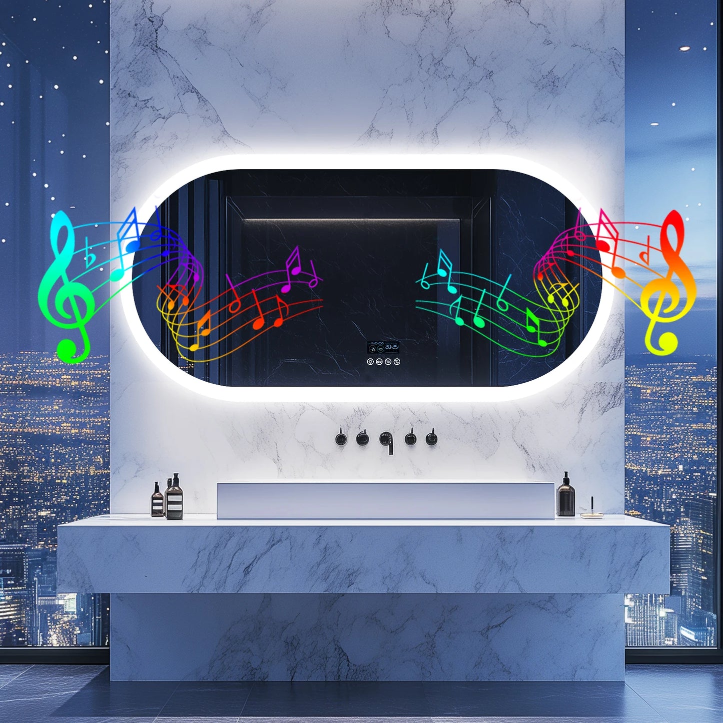 Wisfor Oval LED Bathroom Mirror With Lights 3 Color Temperature