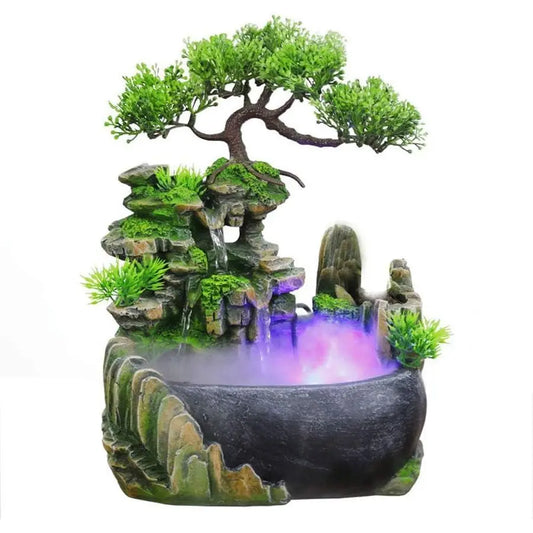 Indoor Relaxation Desktop Fountain With Atomizer And Automatic Pump
