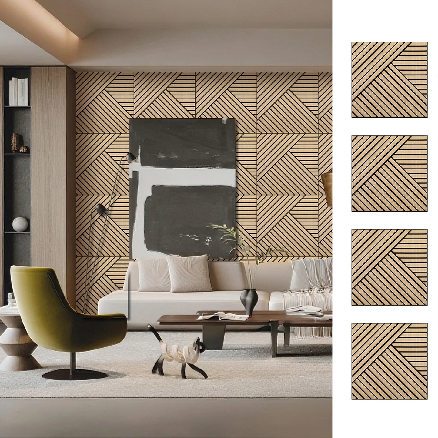 Hign-concerned Acoustic 3D Wood Slat Wall Panels Noise Reduction